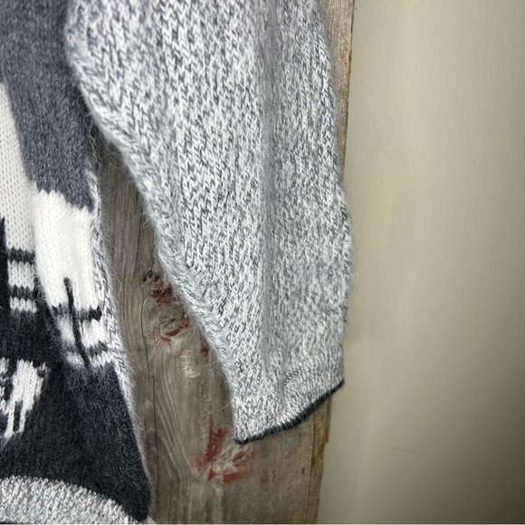 Albinaas Alpaca Handmade Peruvian Mountain Scene Crewneck Sweater Grey Medium - Picture 4 of 10